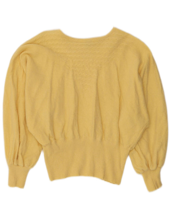 Andre Maurice Maglione da donna con scollo a barca a pipistrello UK 14 Giallo medio