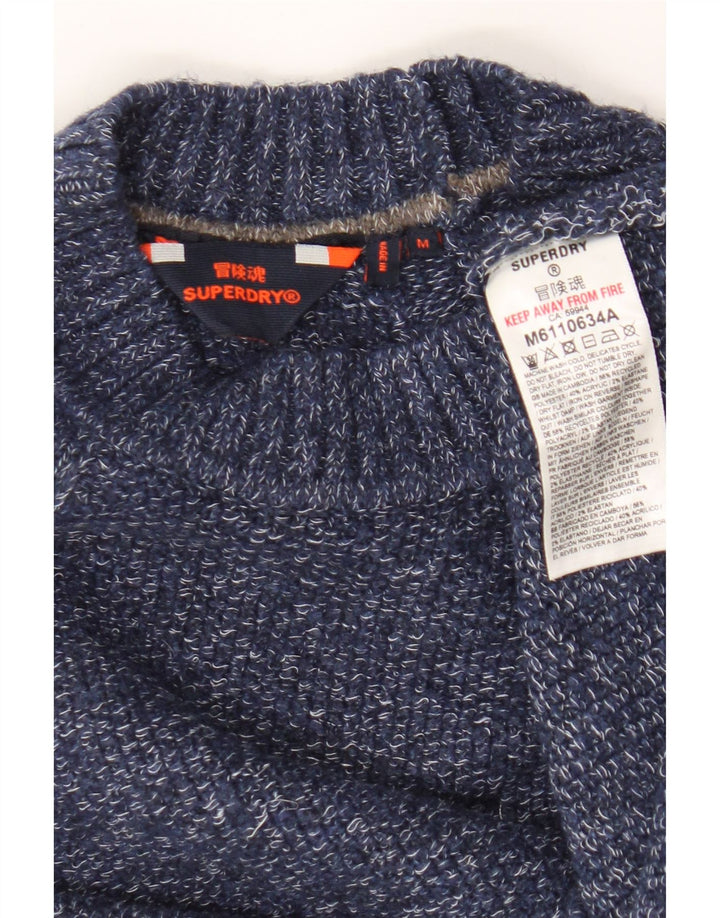 Maglione maglione girocollo da uomo Superdry Poliestere chiazzato blu medio
