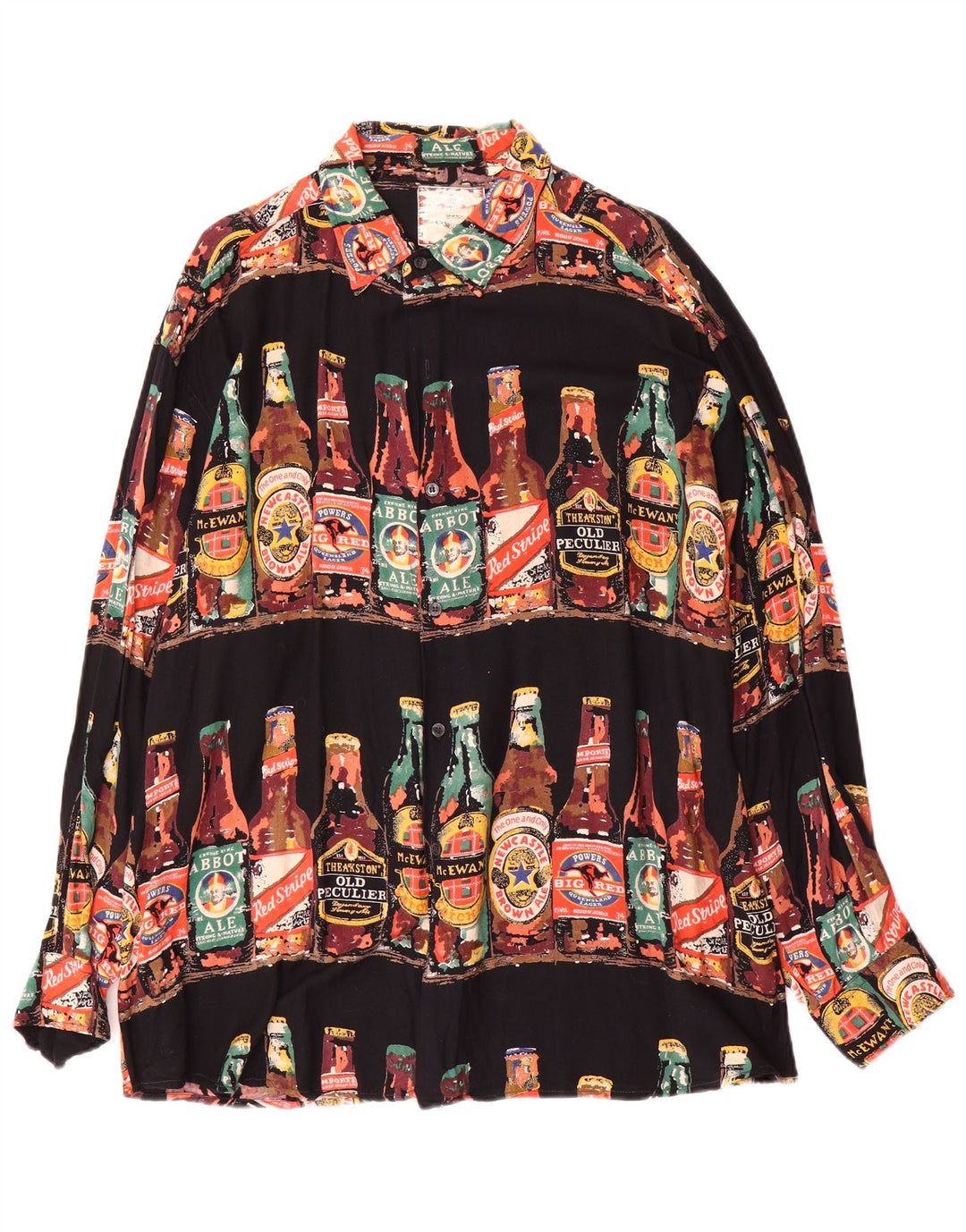 Camicia vintage da uomo con motivo astratto XL in viscosa multicolore