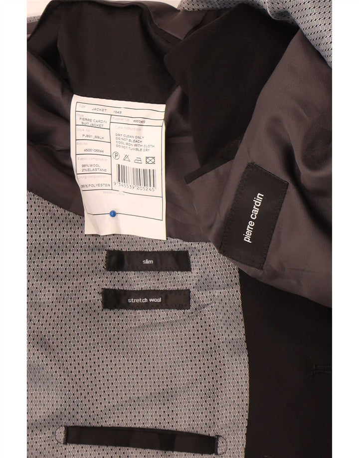 Giacca blazer slim da uomo a 2 bottoni Pierre Cardin UK 38 lana nera media