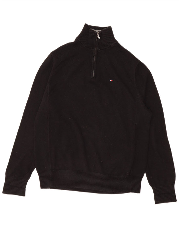 Maglione maglione con zip da uomo Tommy Hilfiger in cotone nero medio