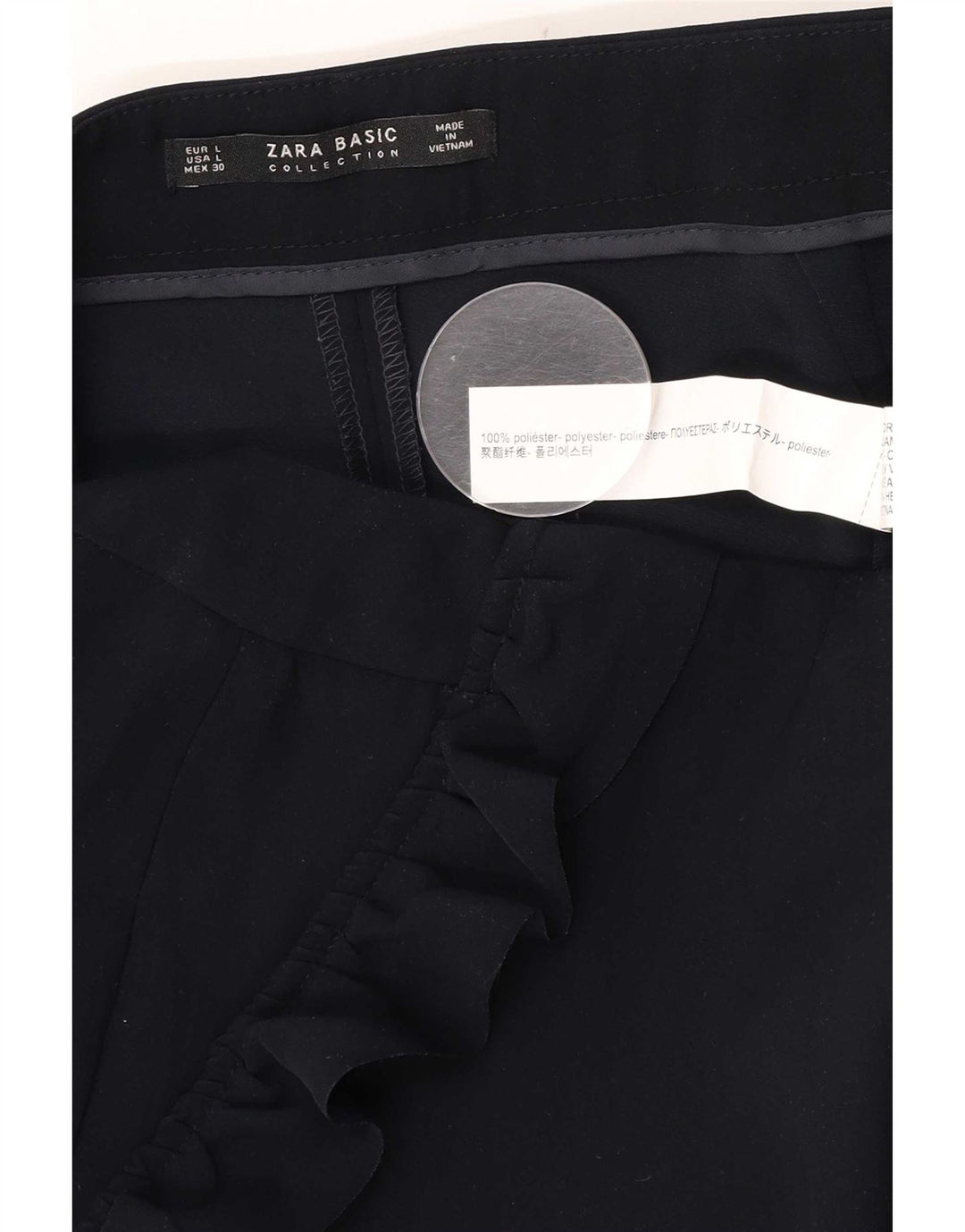Pantaloni corti affusolati da donna Zara grandi W30 L25 poliestere blu navy