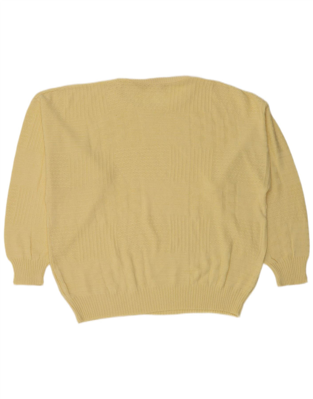Maglione girocollo da uomo vintage IT 50 poliacrilico giallo medio