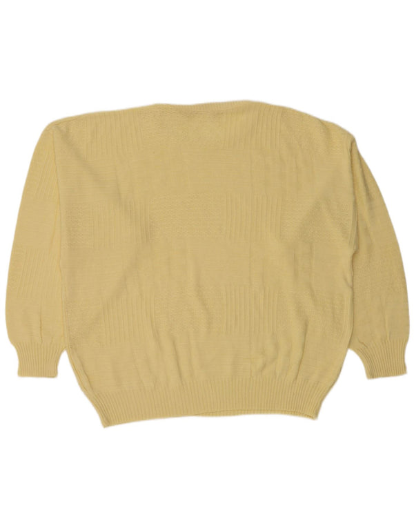 Maglione girocollo da uomo vintage IT 50 poliacrilico giallo medio
