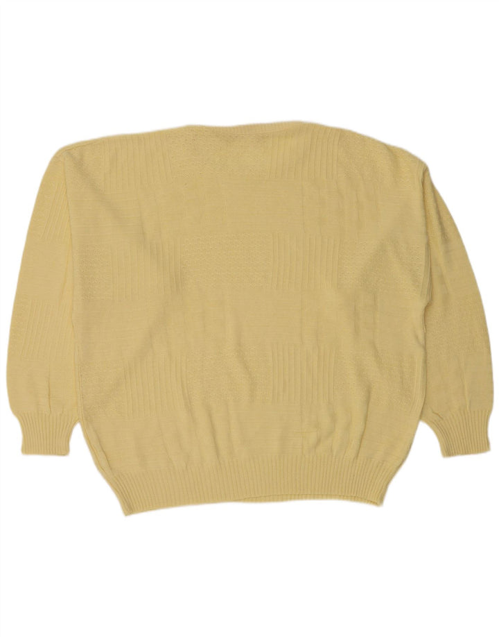 Maglione girocollo da uomo vintage IT 50 poliacrilico giallo medio
