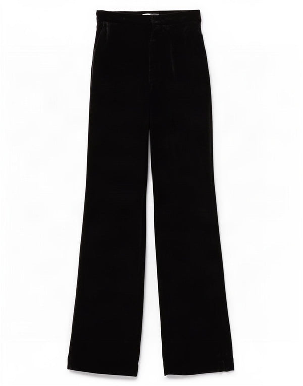 Pantaloni casual in velluto a gamba larga da donna Zara XS W24 L35 poliestere nero