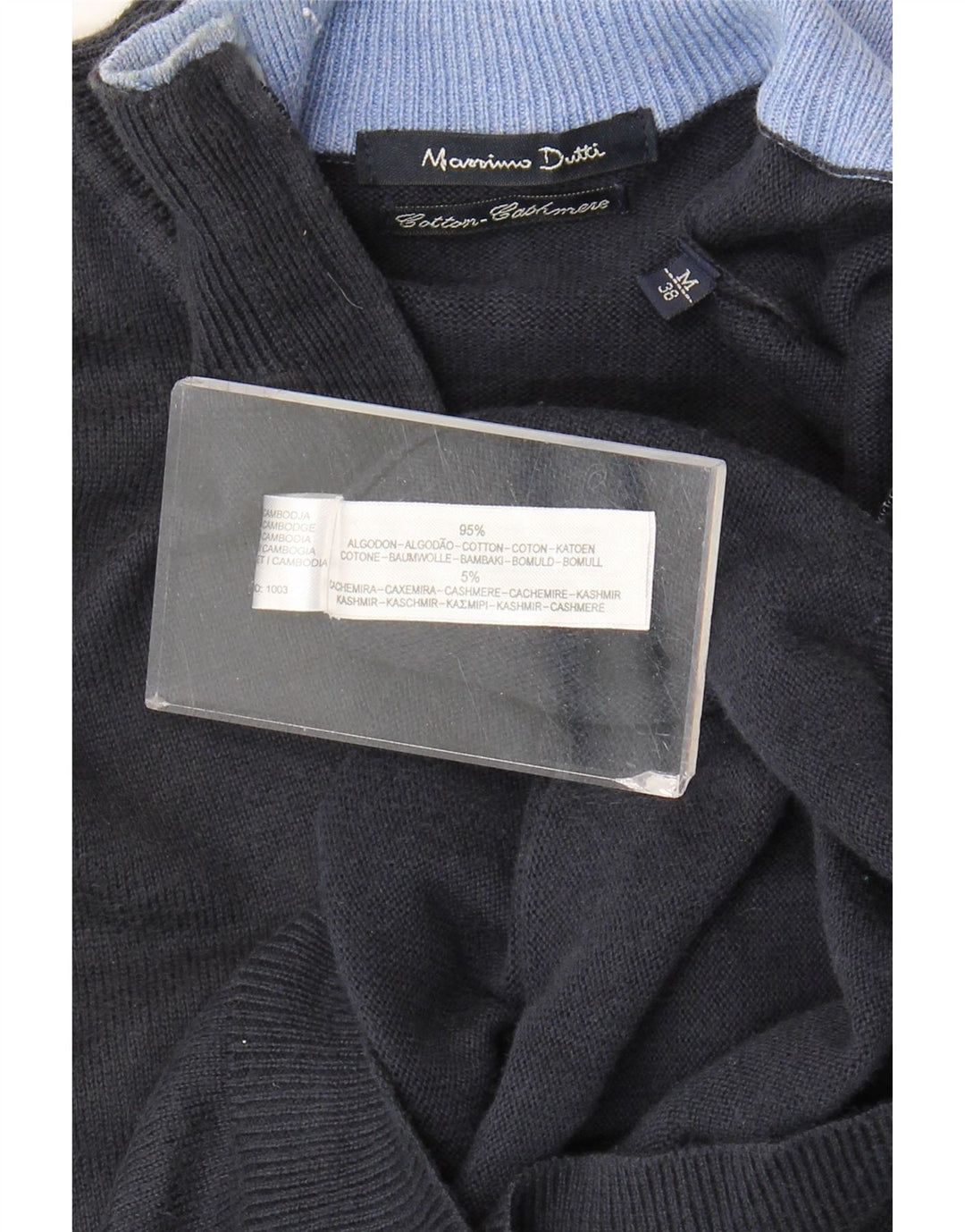 Massimo Dutti Maglione da uomo con collo con zip EU 38 Cotone medio blu navy