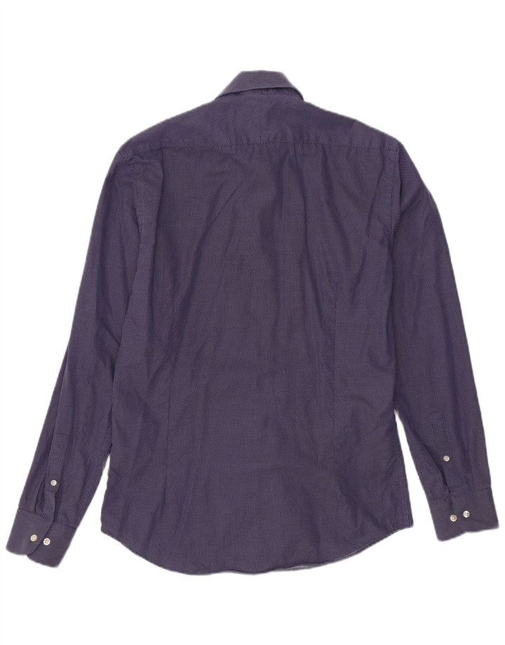 Camicia da uomo French Connection taglia 15 1/2 cotone geometrico blu navy medio