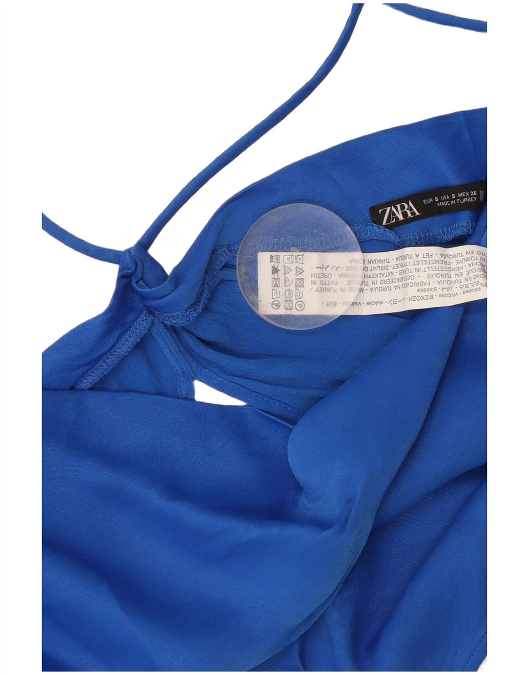 Top corto da donna Zara UK 8 piccolo in viscosa blu