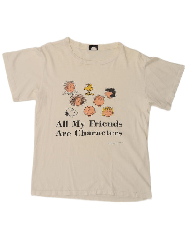 T-shirt vintage da uomo All My Friends Are Characters Top Medium White anni '90