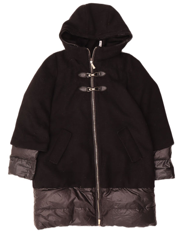 MARELLA Womens Hooded Padded Coat UK 14 Medium Black Colourblock Wool