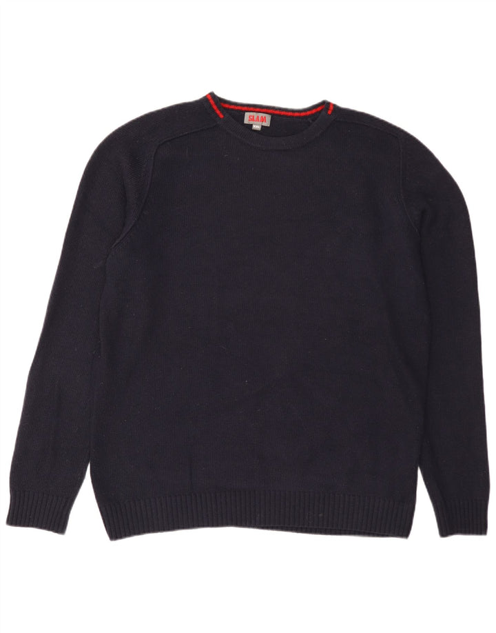 Maglione da uomo con scollo a barca Slam 2XL in lana blu navy