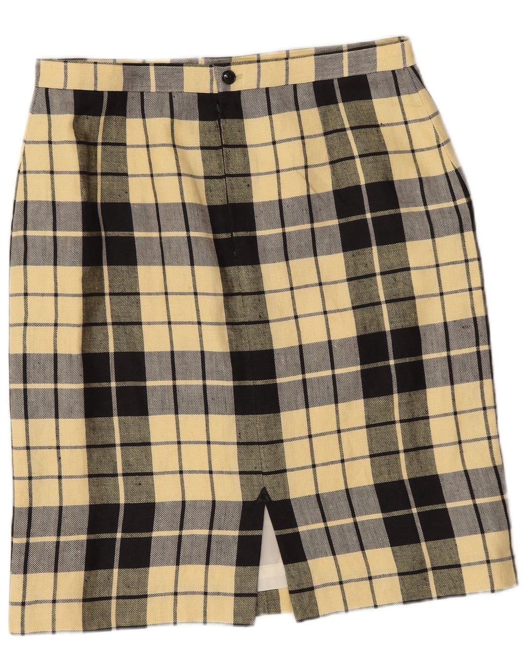 Gonna a tubino vintage da donna W33 a quadri gialli grandi