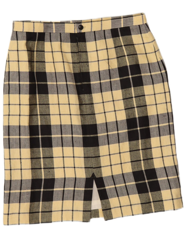 Gonna a tubino vintage da donna W33 a quadri gialli grandi