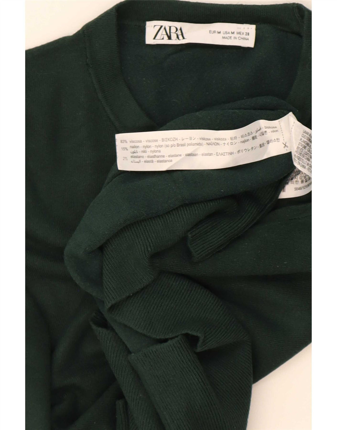 Maglione maglione girocollo da donna Zara UK 12 Viscosa verde medio