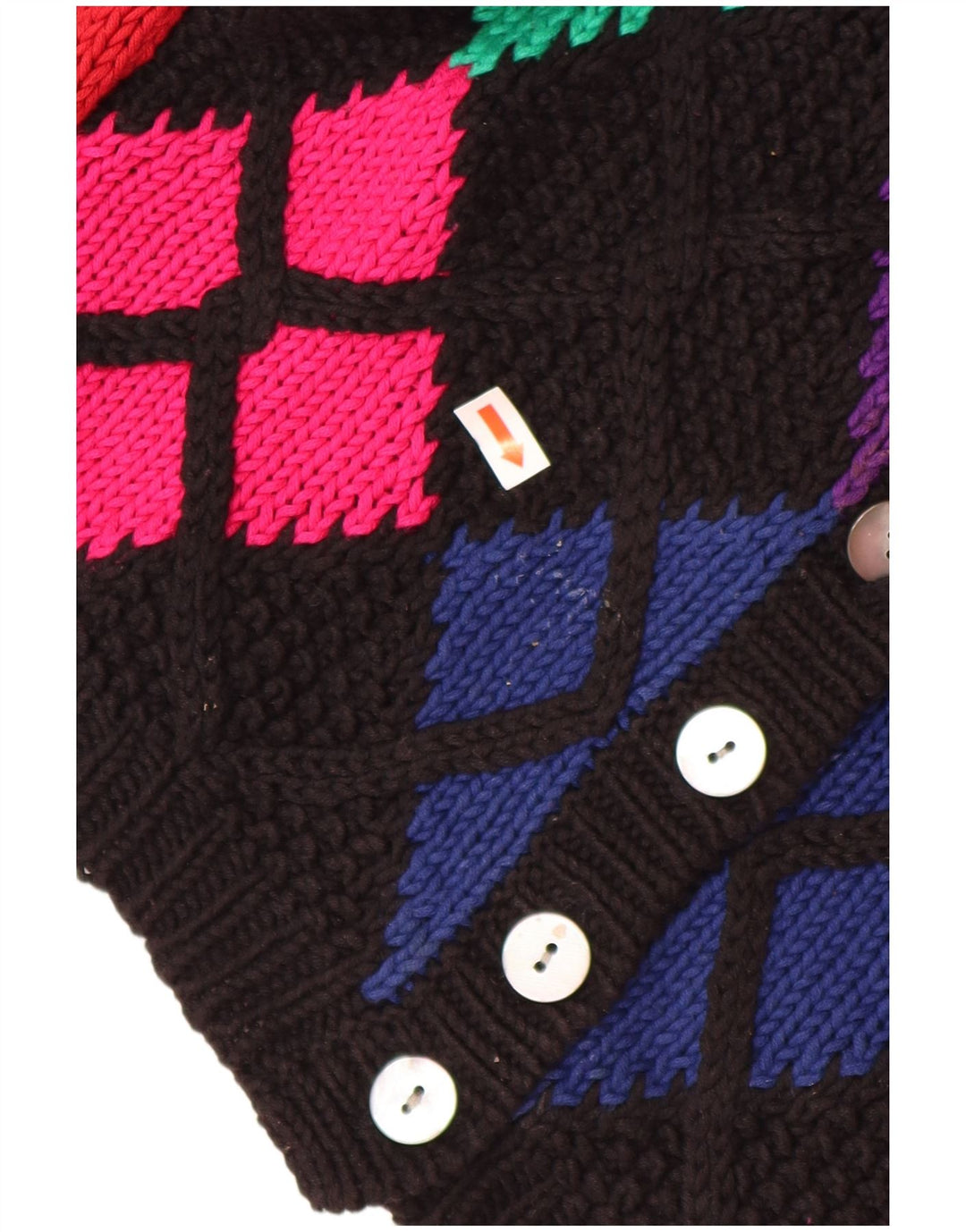 HOBBS Maglione cardigan corto da donna UK 8 piccolo cotone nero a rombi/diamante