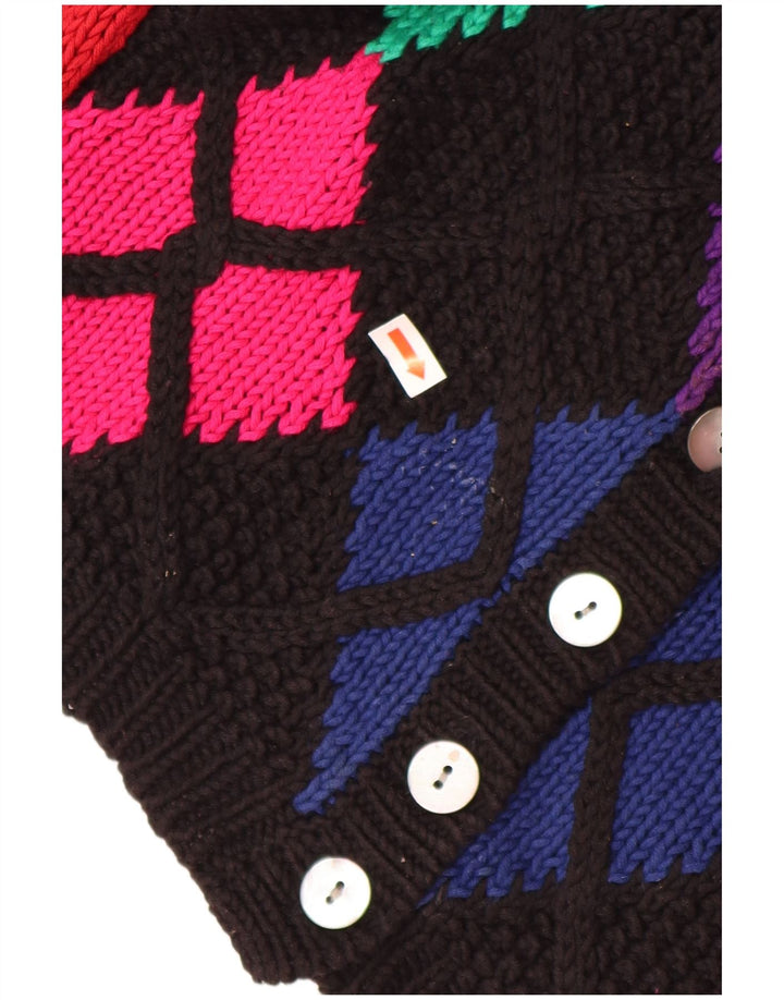 HOBBS Maglione cardigan corto da donna UK 8 piccolo cotone nero a rombi/diamante