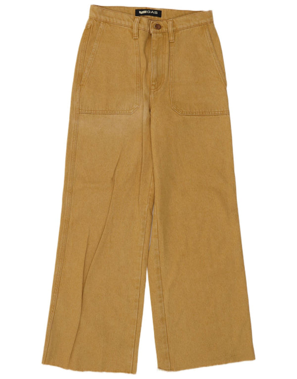 Jeans da donna a gamba larga a vita alta Gas W27 L23 cotone giallo