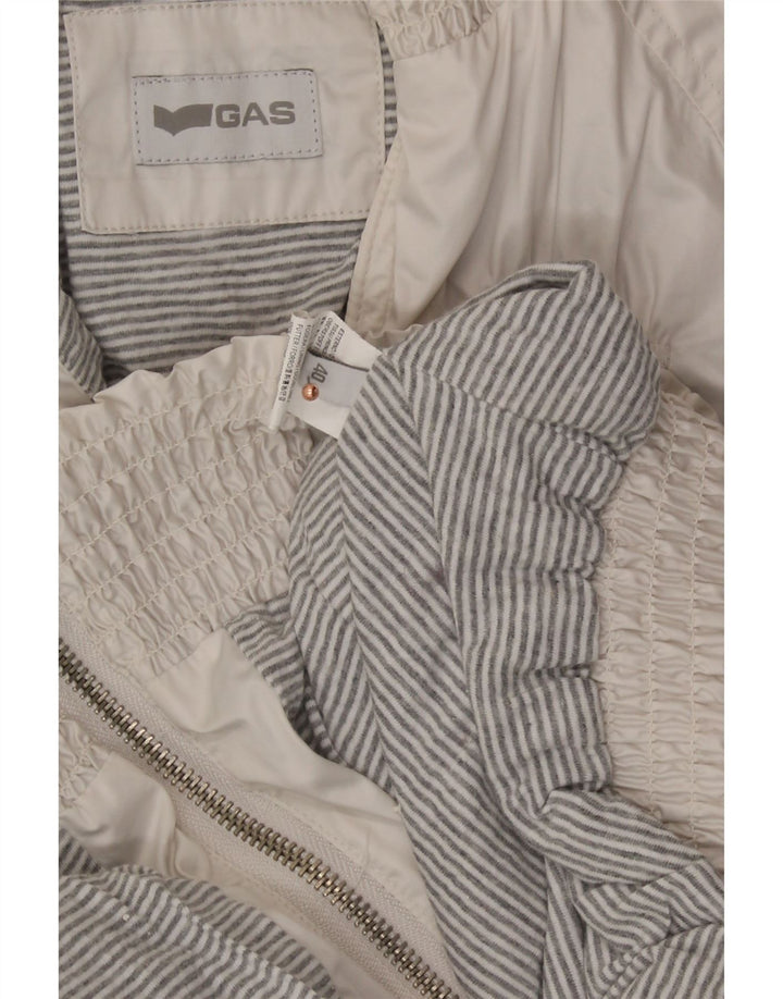 GAS Womens Bomber Jacket EU 40 Medium Off White Polyester Vintage Gas and Second-Hand Gas from Messina Hembry 