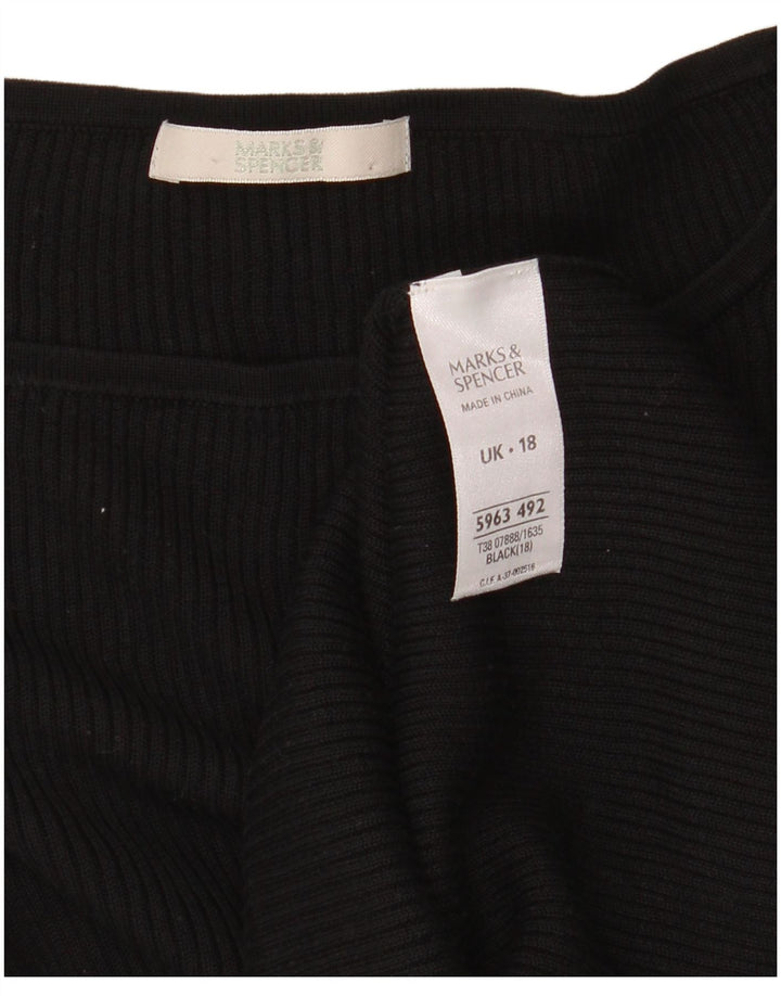 Top da donna Marks & Spencer manica 3/4 UK 18 XL seta nera