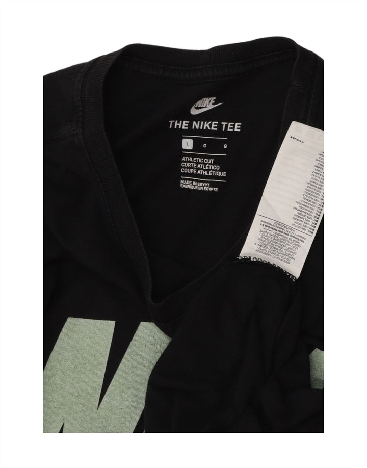 NIKE Mens Graphic T-Shirt Top Large Black Cotton