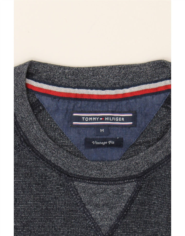 TOMMY HILFIGER Mens Vintage Fit Graphic Sweatshirt Jumper Medium Navy Blue Vintage Tommy Hilfiger and Second-Hand Tommy Hilfiger from Messina Hembry 