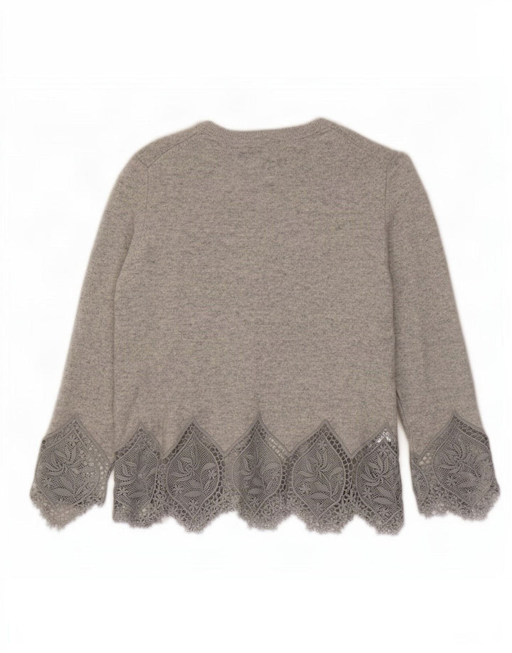 Maglione da donna con scollo a barca Ted Baker taglia 3 in lana grigio medio
