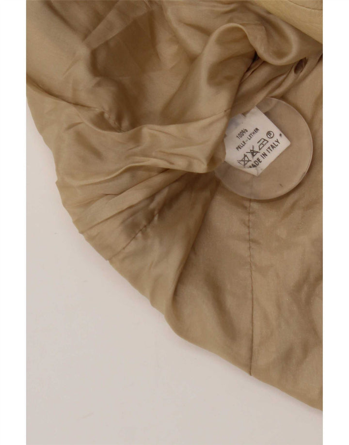 Giacca blazer in pelle vintage da donna a 3 bottoni IT 44 Pelle beige media