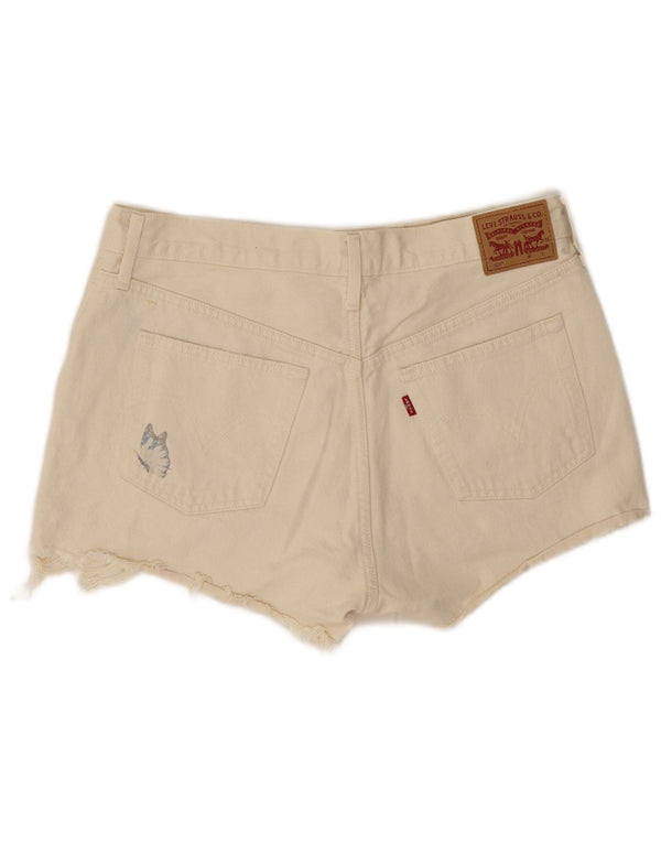 Pantaloncini di jeans a vita alta Levi's 501 da donna W31 Farfalla media bianco sporco