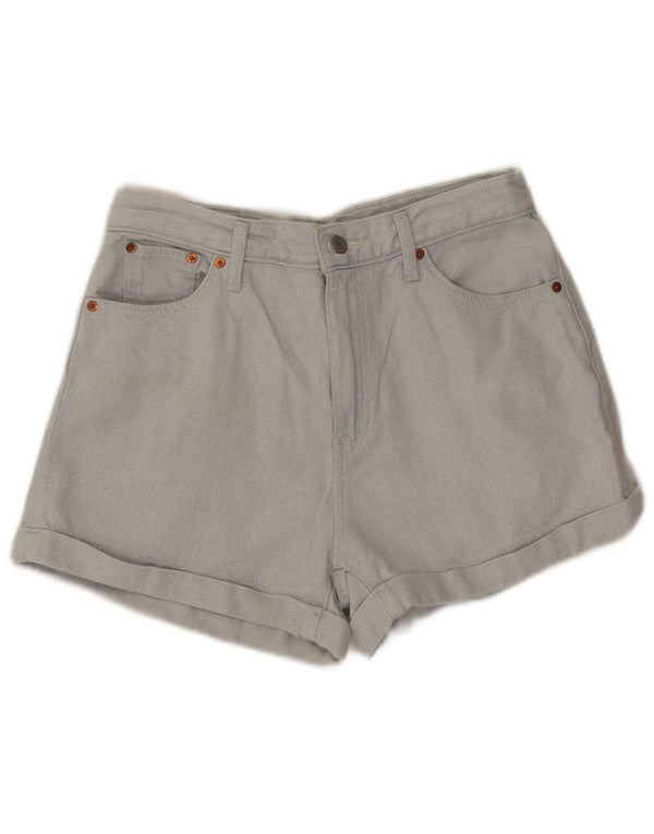 Pantaloncini di jeans a vita alta mamma da donna Levi's W29 cotone blu medio