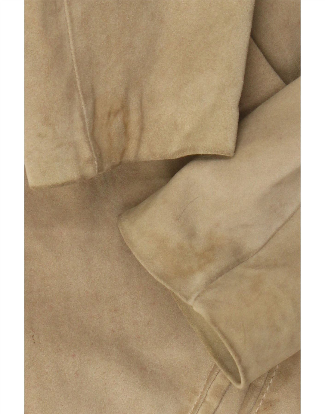 Giacca vintage in pelle scamosciata da donna IT 46 grande in pelle beige