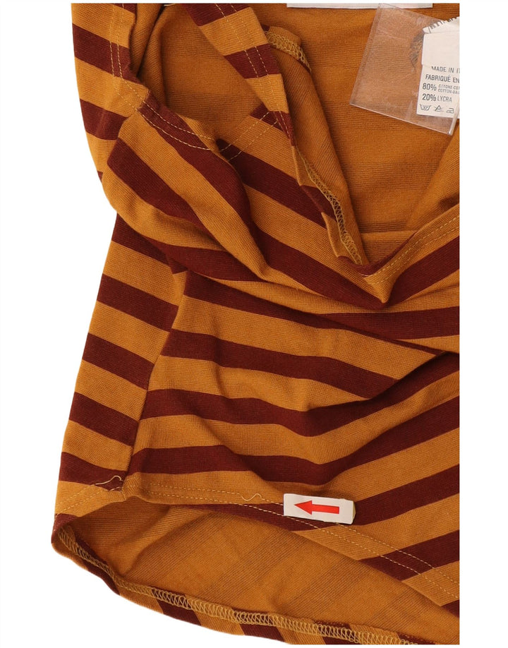 Body senza maniche da donna VINTAGE UK 12 Cotone a righe marrone medio