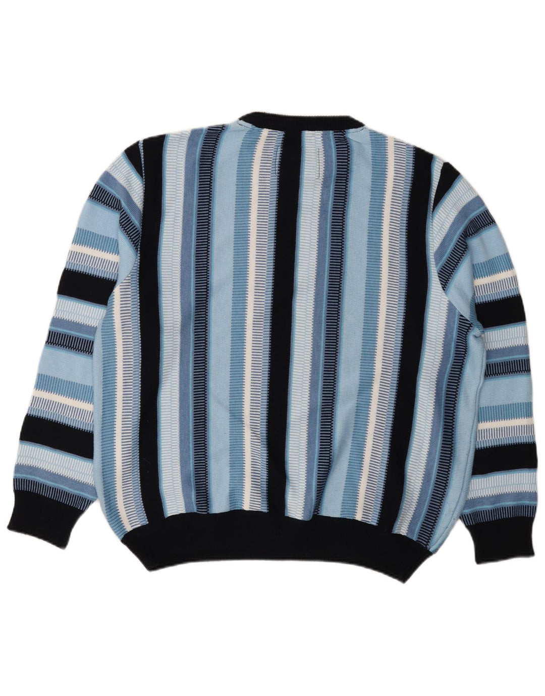 Maglione maglione girocollo da uomo Roger Kent XL a righe blu in poliacrilico