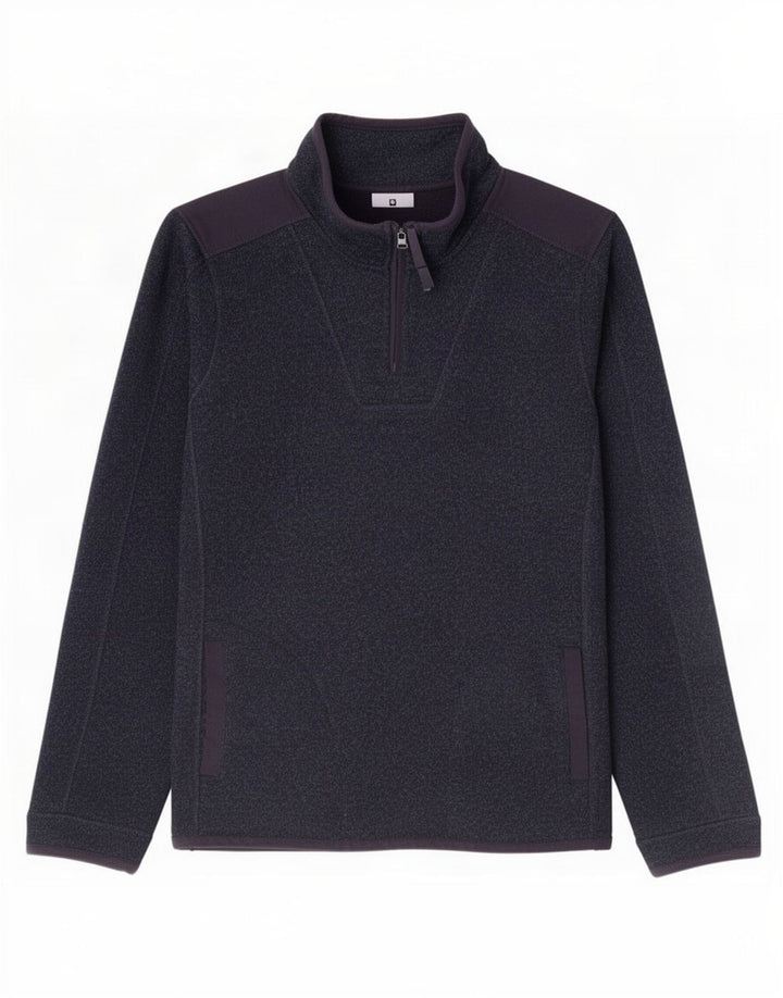 Felpa da uomo con collo con zip Fat Face Maglione grande poliestere chiazzato blu navy