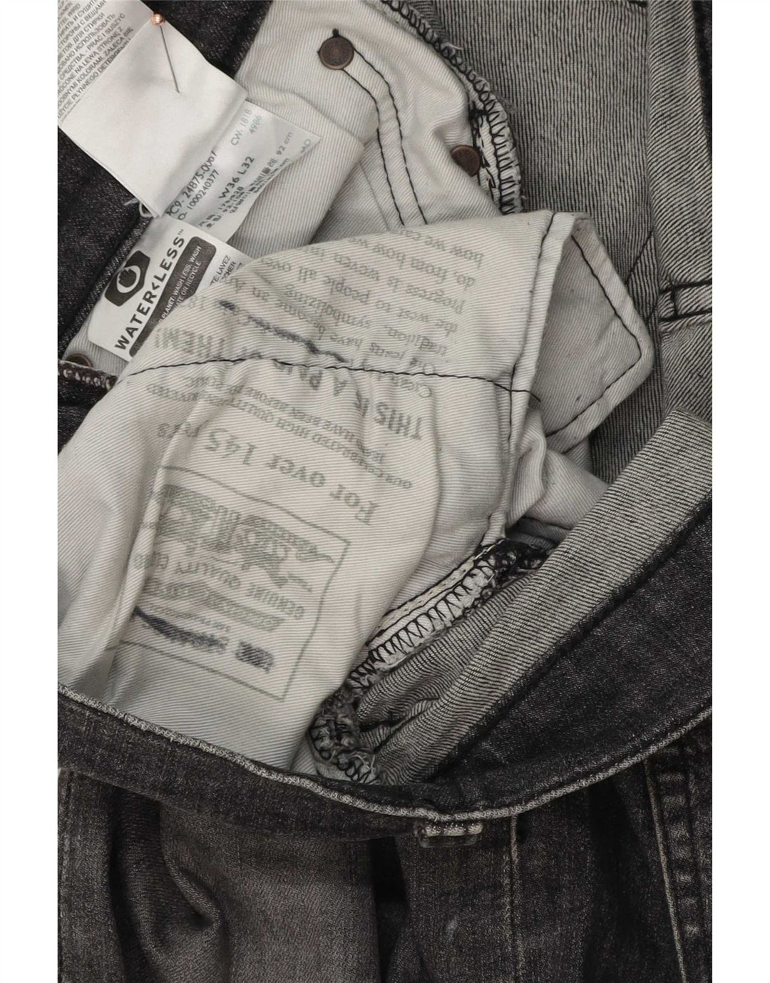 Jeans slim da uomo Levi's W36 L32 cotone grigio