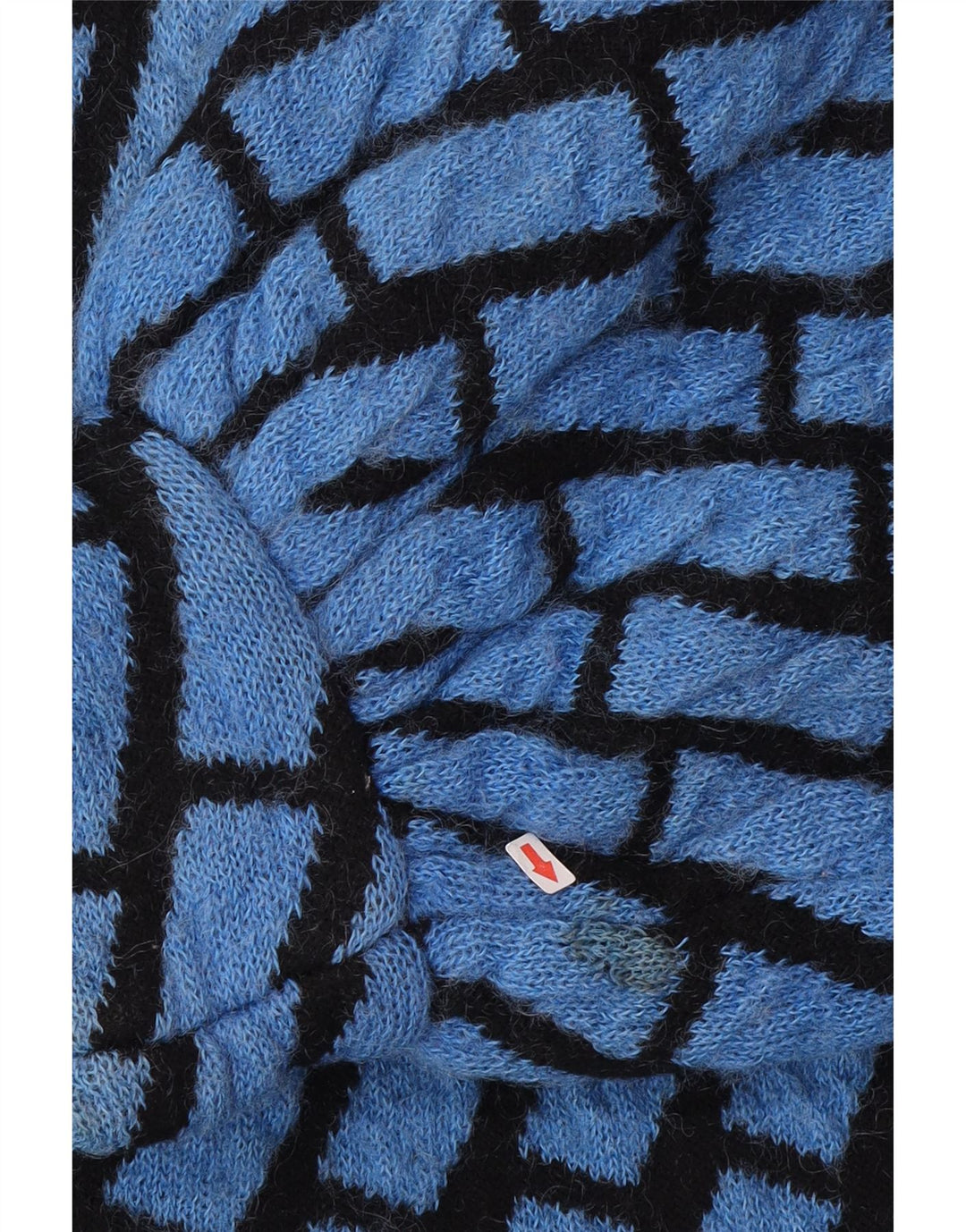Maglione cardigan oversize a linea lunga da donna vintage UK 14 check blu medio