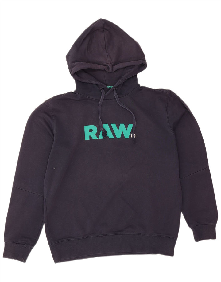 Felpa con cappuccio grafica da uomo G-Star, cotone medio blu navy