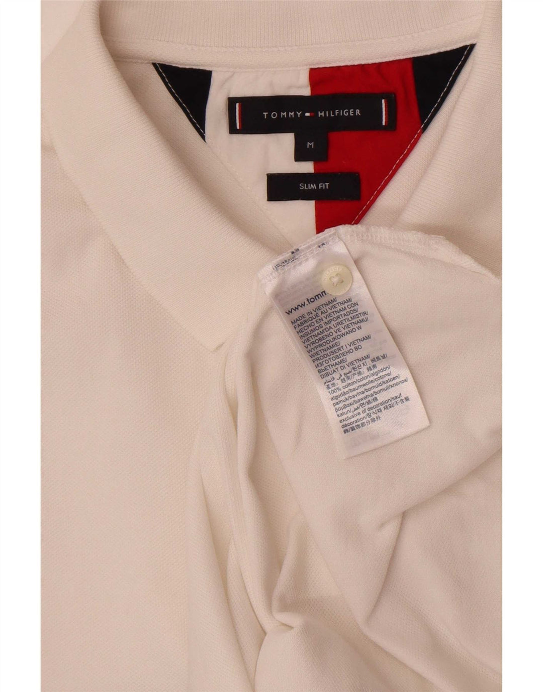 Polo da uomo slim fit grafica Tommy Hilfiger color block bianco medio