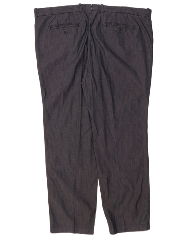 Pantaloni da abito dritti da uomo Marks & Spencer W44 L31 cotone blu navy
