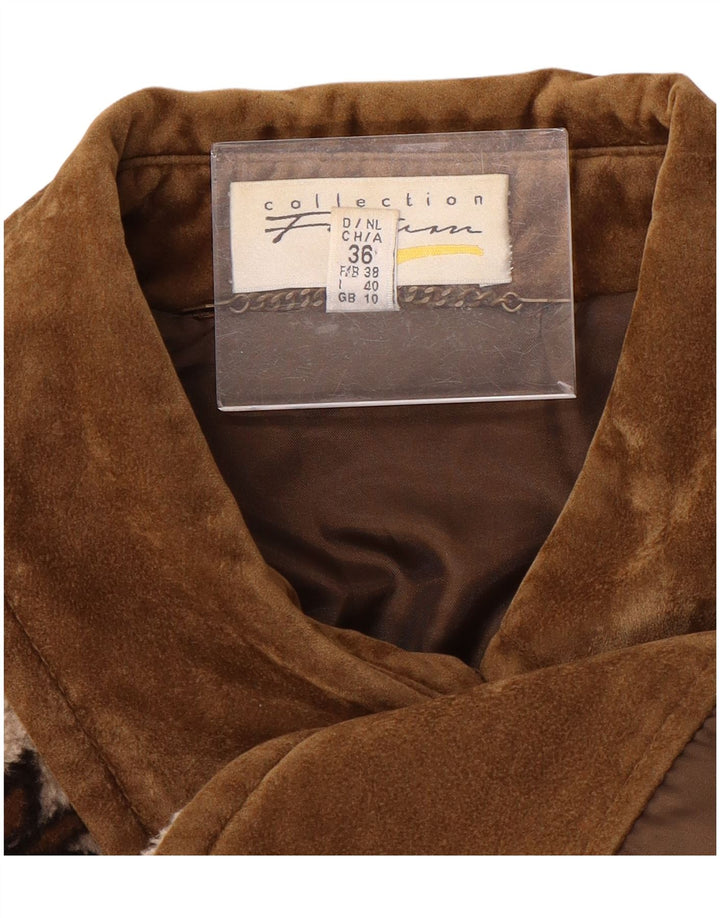 Cappotto giacca a vento oversize da donna VINTAGE UK 10 Small Beige Fair Isle