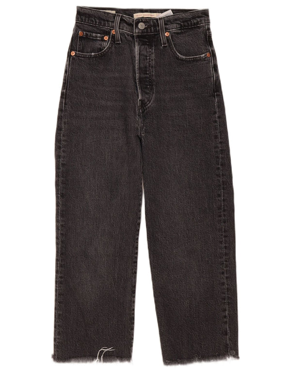 Jeans dritti effetto vissuto Levi's Ribcage da donna W25 L21 cotone nero