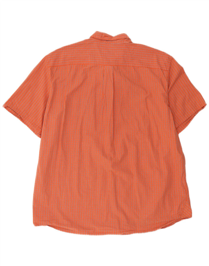 EDDIE BAUER Camicia a maniche corte da uomo XL in cotone a quadri arancione