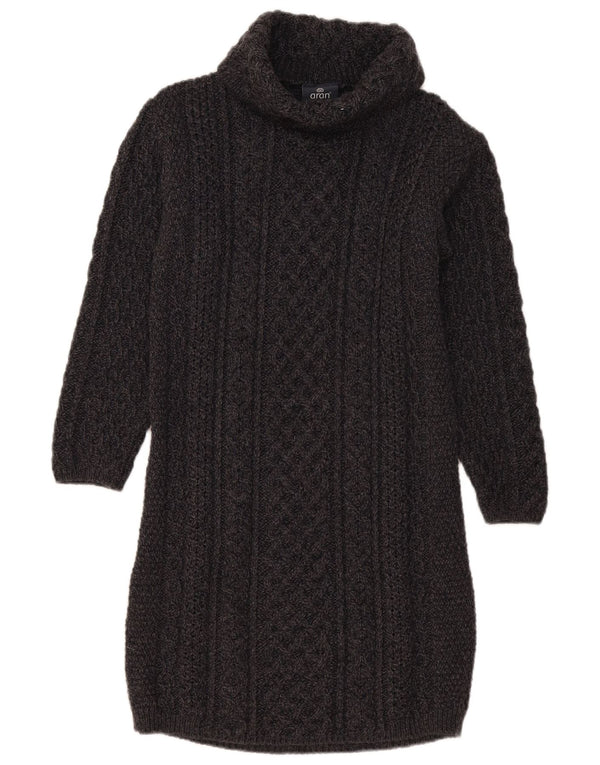 Abito maglione a maniche lunghe da donna Aran Wollen Mills UK 14 Grigio medio