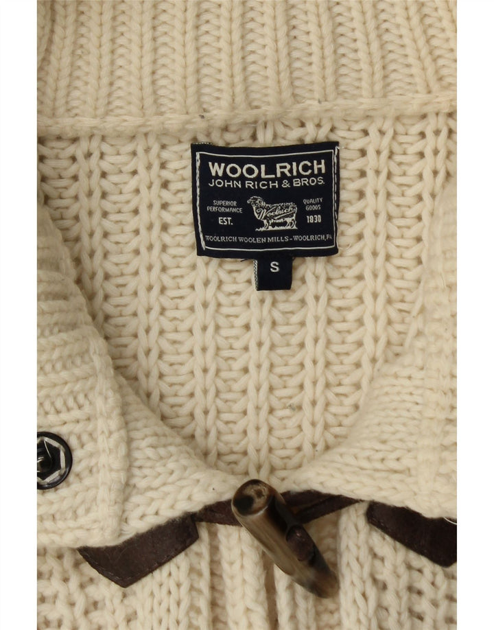 WOOLRICH Maglione cardigan lungo oversize da donna UK 10 piccolo bianco sporco