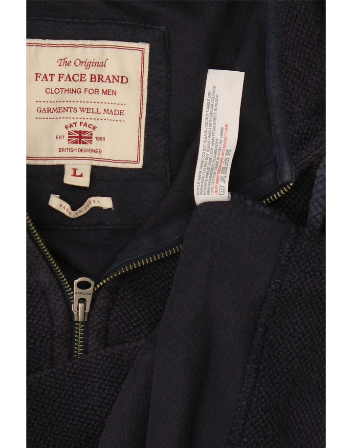 Felpa con cappuccio e zip da uomo Fat Face, grande, in cotone blu navy