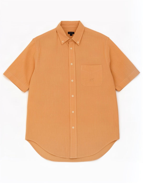 Henry Cottons Mens Short Sleeve Shirt Size 40 Medium Orange Cotton