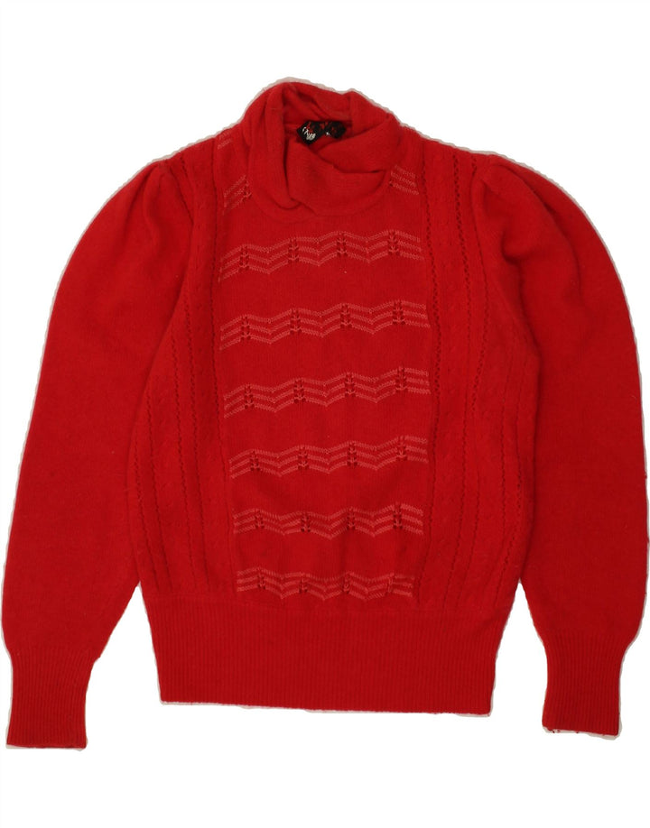 VINTAGE Womens Shawl Neck Jumper Sweater UK 10 Small Red Vintage Vintage and Second-Hand Vintage from Messina Hembry 