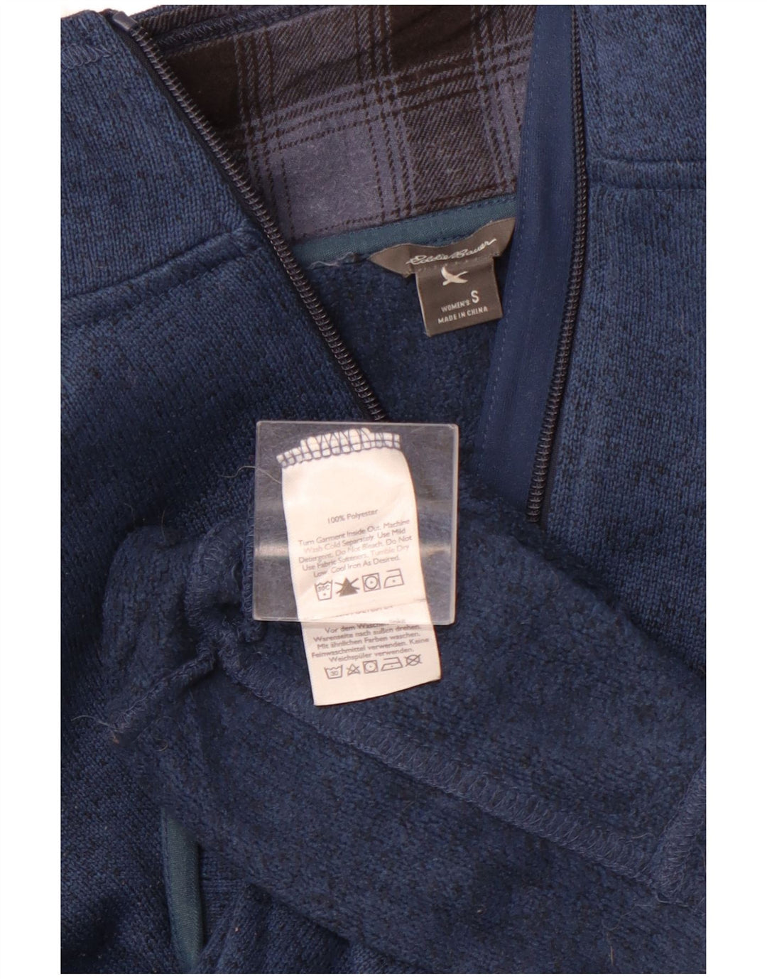 EDDIE BAUER Felpa con collo con zip da donna Maglione UK 10 Piccolo blu screziato