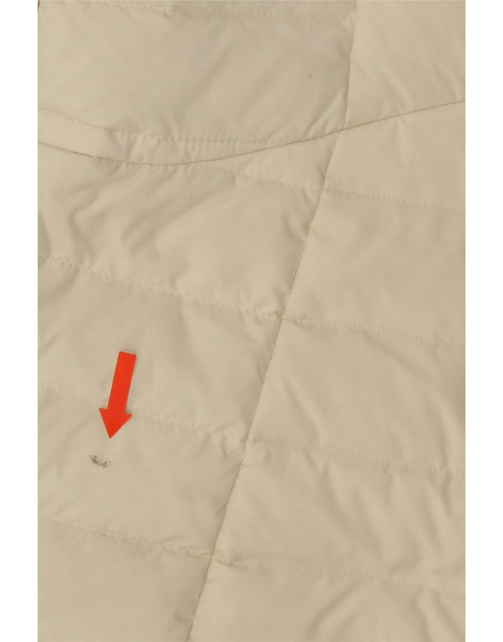 Cappotto imbottito con cappuccio da donna VINTAGE UK 14 Poliestere bianco sporco medio