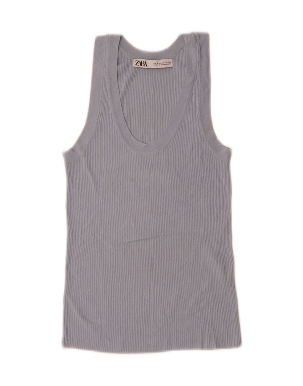 Canottiera Zara da donna UK 10 piccola in viscosa blu